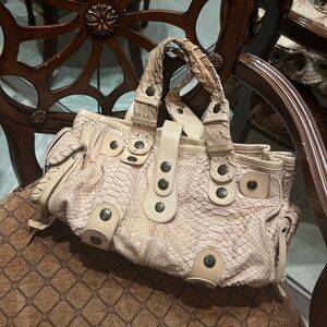Chloe Silverado Python Vintage Beige Cream Shoulder Bag